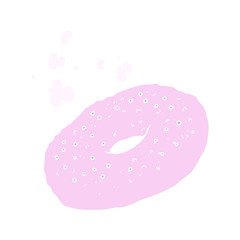 flat color illustration of a cartoon bagel