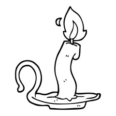 line drawing cartoon burning halloween candle