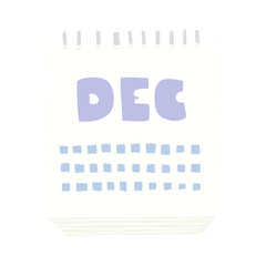 flat color illustration of a cartoon calendar showing month of december