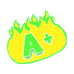 flat color illustration of a cartoon A grade symbol
