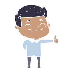 happy flat color style cartoon man