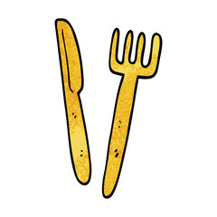 cartoon doodle knife and fork
