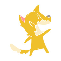 laughing fox flat color style cartoon