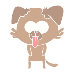 flat color style cartoon dog with tongue sticking out