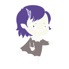 flat color style cartoon friendly vampire girl