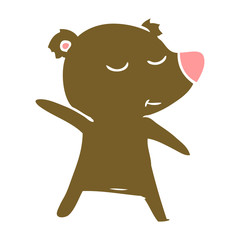happy flat color style cartoon bear