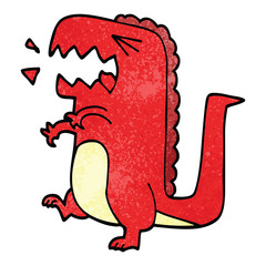 cartoon doodle roaring dinosaur