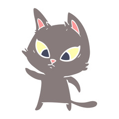 confused flat color style cartoon cat
