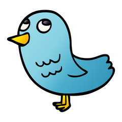 cartoon doodle bird looking up