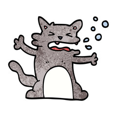 cartoon doodle hiccuping cat