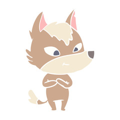 friendly flat color style cartoon wolf