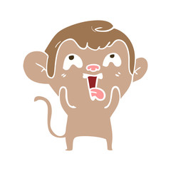 crazy flat color style cartoon monkey