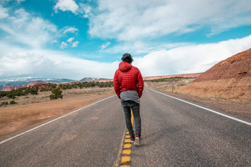 Man walking on road in Utah