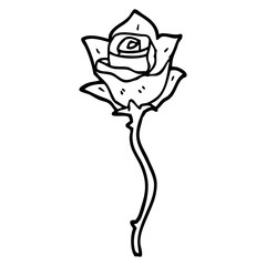 line drawing cartoon red rose