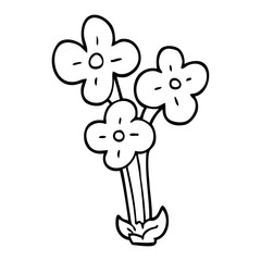 line drawing cartoon bunch of flowers