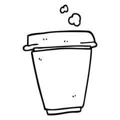 line drawing cartoon coffee cup