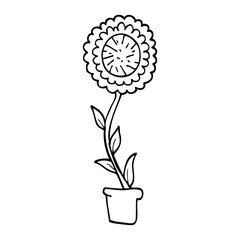 line drawing cartoon flower pot