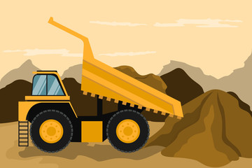 Mining truck doing construction and mining. Heavy machinery.
