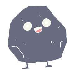 flat color style cartoon rock