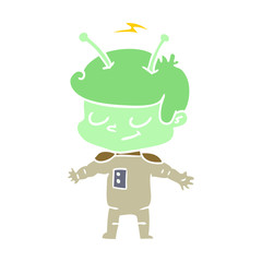 friendly flat color style cartoon spaceman