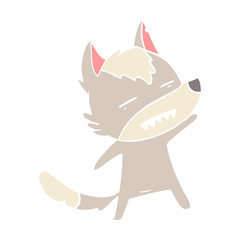 flat color style cartoon wolf showing teeth