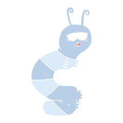 flat color style cartoon tired caterpillar