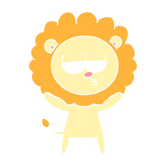 flat color style cartoon bored lion