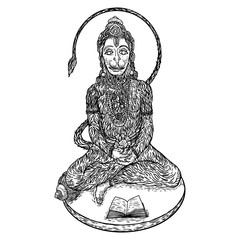 Lord Hanuman for Navratri festival of India at Dussehra. Isolated on background. Vector.