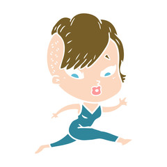 flat color style cartoon surprised girl