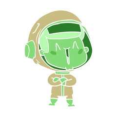 happy flat color style cartoon astronaut