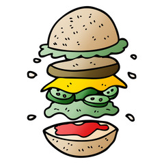 cartoon doodle huge burger