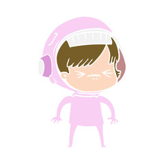 angry flat color style cartoon space girl