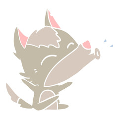howling wolf flat color style cartoon