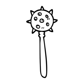 black and white cartoon mace clip art preview