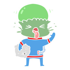 weird flat color style cartoon alien