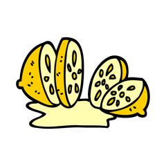 cartoon doodle sliced lemon