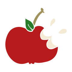 cartoon doodle juicy bitten apple