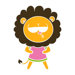 flat color style cartoon bored lion