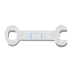 flat color style cartoon crying spanner