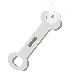 flat color style cartoon spanner turning nut