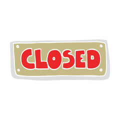 flat color illustration of a cartoon closed shop sign