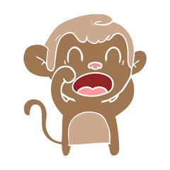 shouting flat color style cartoon monkey
