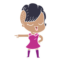 happy flat color style cartoon girl