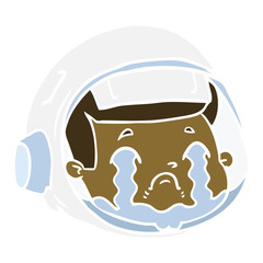 flat color style cartoon astronaut face crying