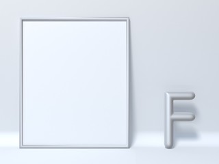 Mock up picture frame Letter F 3D