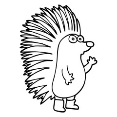 line drawing cartoon spiky hedgehog
