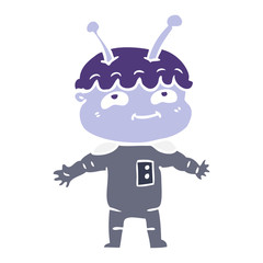 friendly flat color style cartoon spaceman with open arms