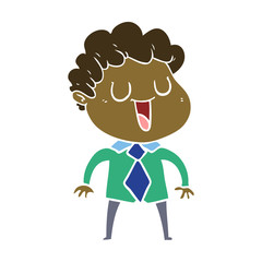 laughing flat color style cartoon man