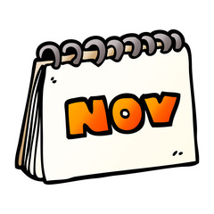 cartoon doodle calendar showing month of november