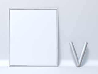 Mock up picture frame Letter V 3D
